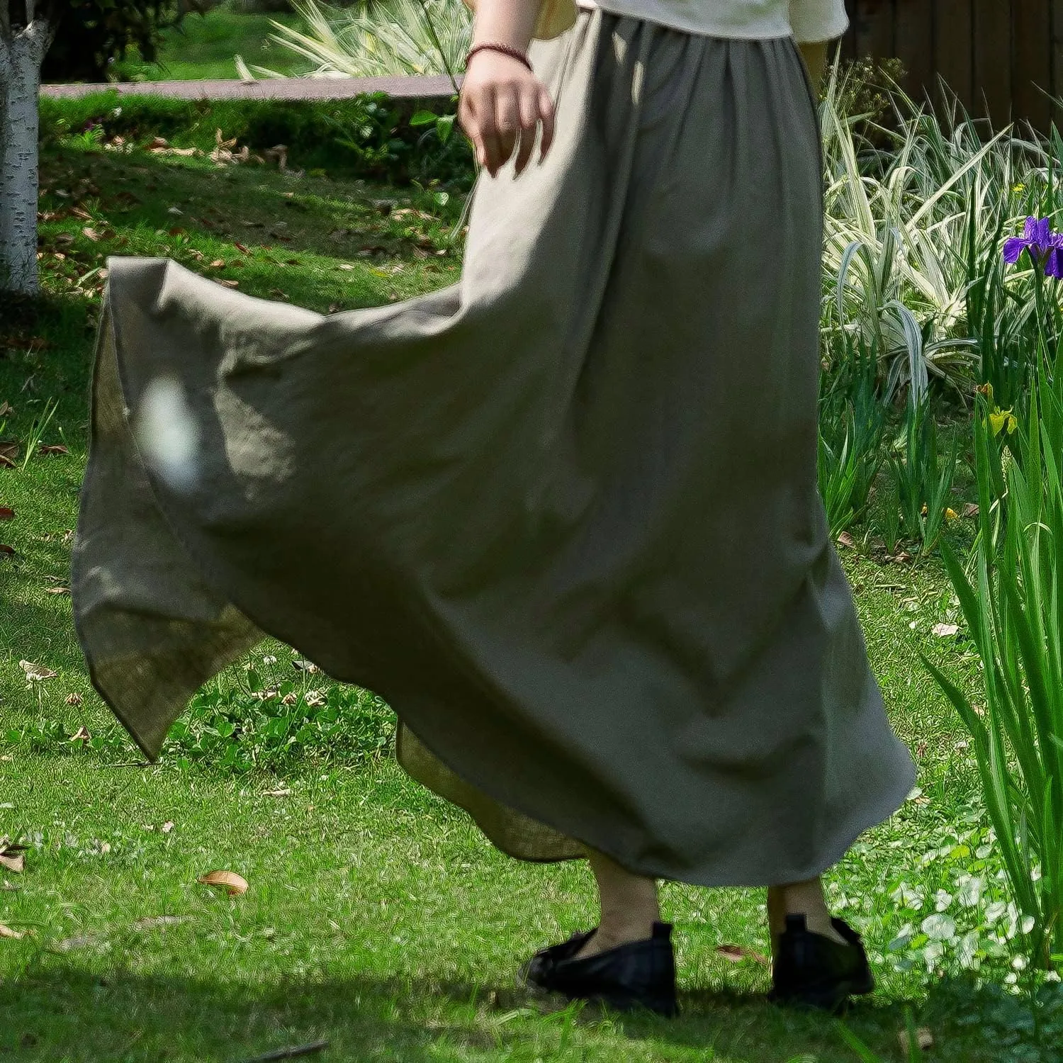 Women's Linen Wrap Skirt Casual Maxi Skirt Vintage A line Linen Skirt