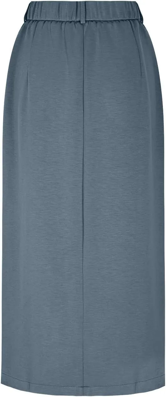 Women's Pencil Skirts Mid Long High Waist A line Midi Skirt Split Hem Skirts for Ladies Office Business Work Dress