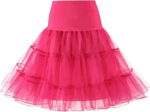 Women's Petticoat Skirt Layered Ballet Tulle Pettiskirts Tulle Midi Knee Length Skirt Dress Puffy Tutu Skirt
