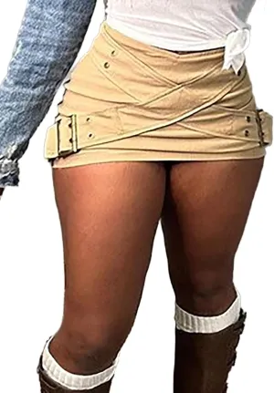 Women's Pleated Mini Skirts Sexy Y2k High Wiast A-line Club Mini Denim Skirt