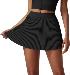 Womens Pleated Tennis Skirts with Pocket Shorts High Waisted Skorts Lightweight Golf Skirt Flowy Athletic Skort