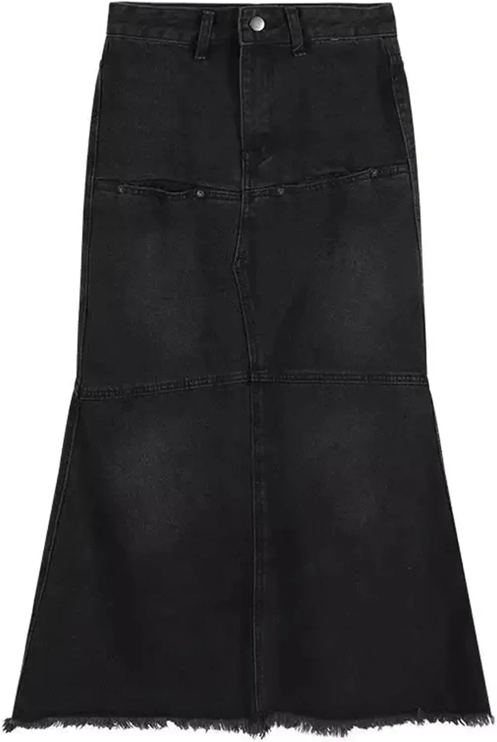 Women's Plus Size Vintage Denim Skirt  High-Waisted Slimming Bodycon A-Line Long Dress with Pockets