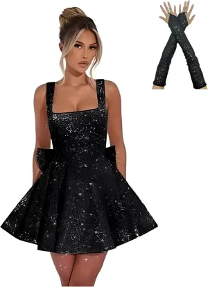 Women's Sexy Bodycon Sequin Maxi Prom Dresses Square Neck Tube Formal Party Club Dress Sequin Dress for Women