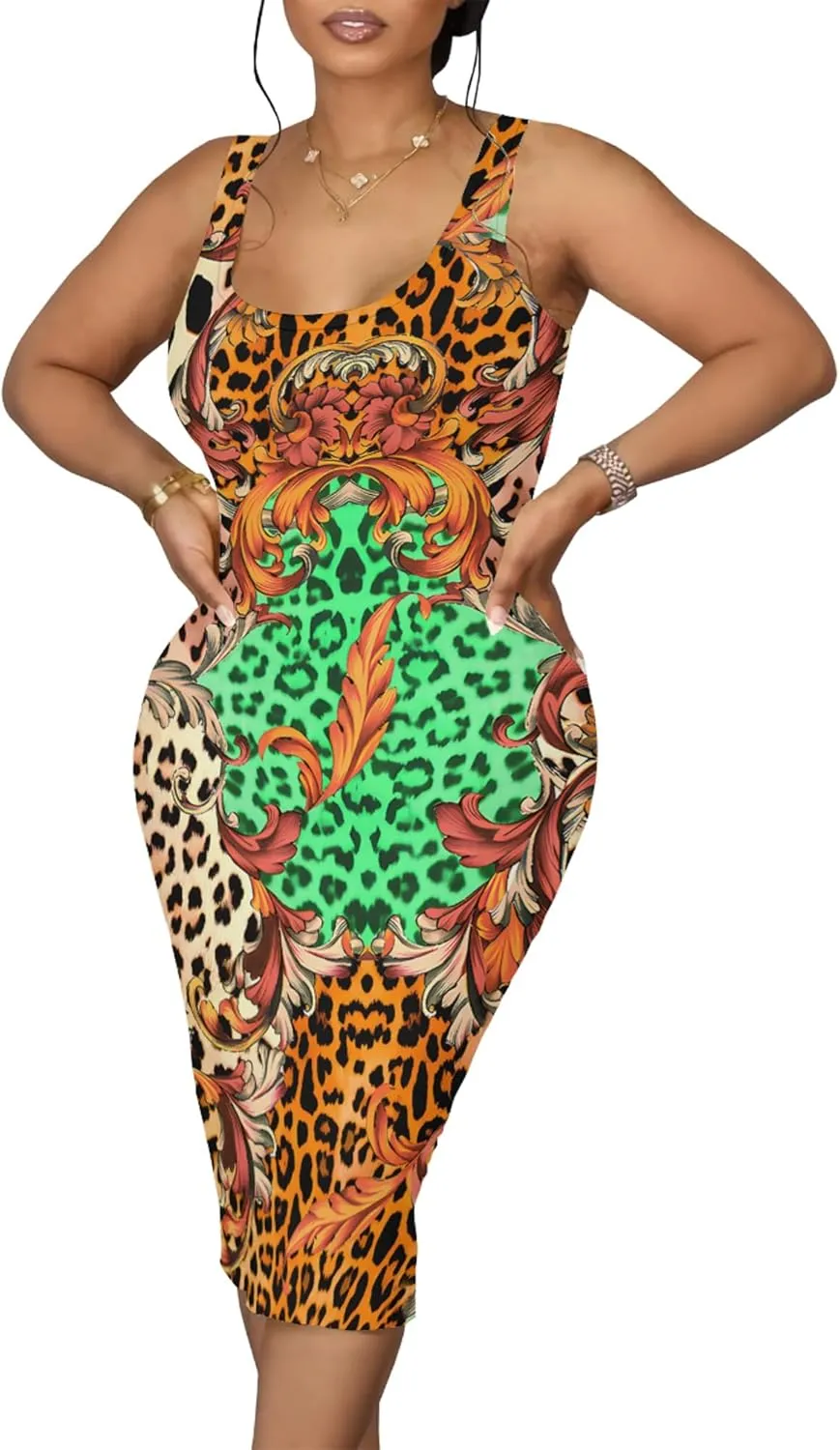 Women's Sexy Bodycon Tank Dress Sleeveless Pencil Midi Club Dresses Plus Size