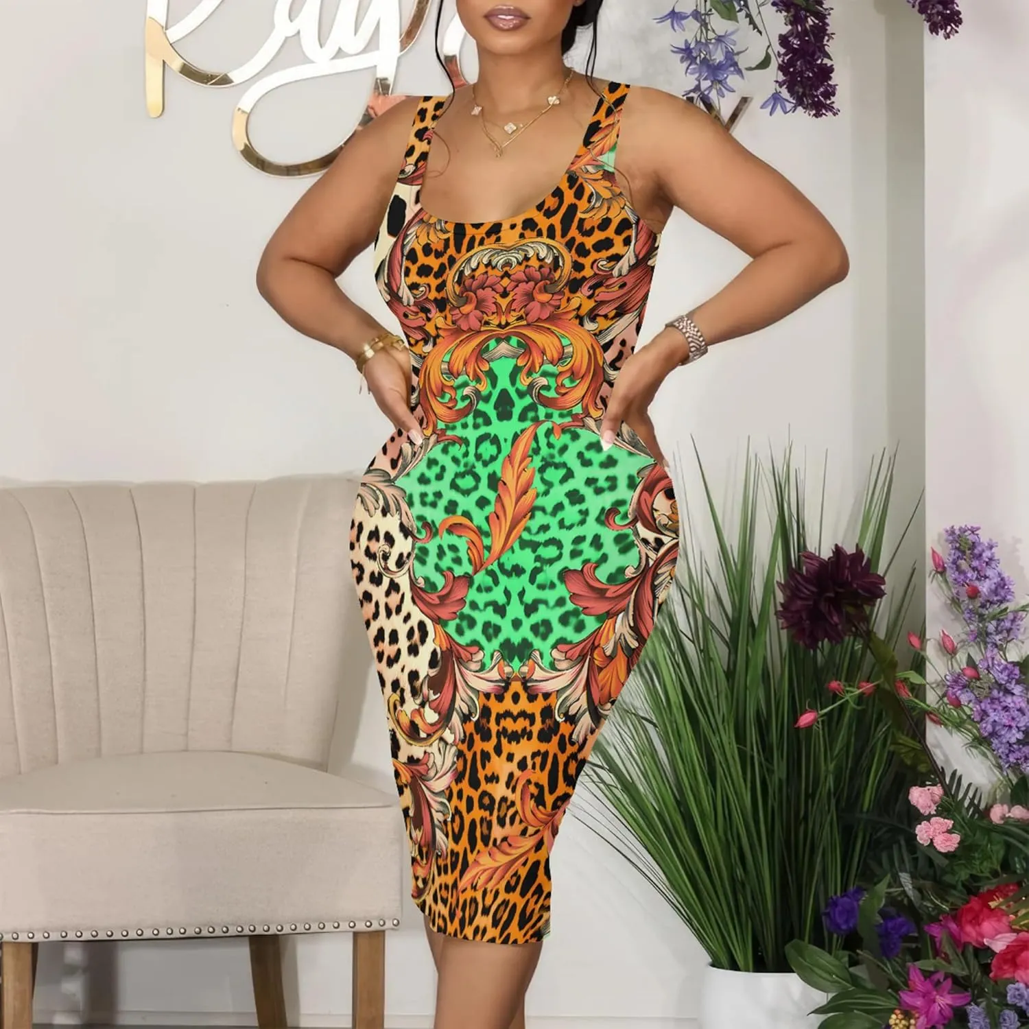Women's Sexy Bodycon Tank Dress Sleeveless Pencil Midi Club Dresses Plus Size