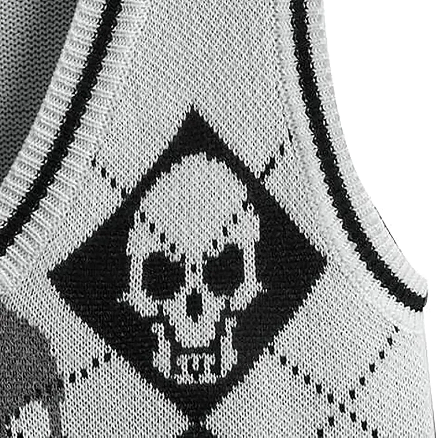 Women's Sleeveless Sweater Vest Halloween Skull Printed Knit Vest V Neck Crop Pullover Knitwear Tank Tops