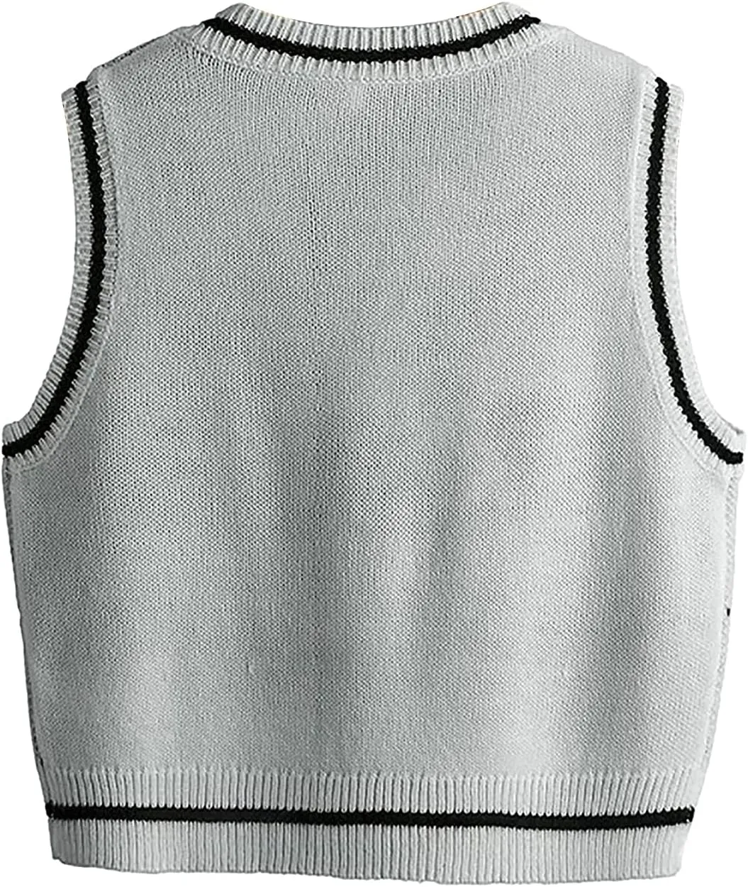 Women's Sleeveless Sweater Vest Halloween Skull Printed Knit Vest V Neck Crop Pullover Knitwear Tank Tops