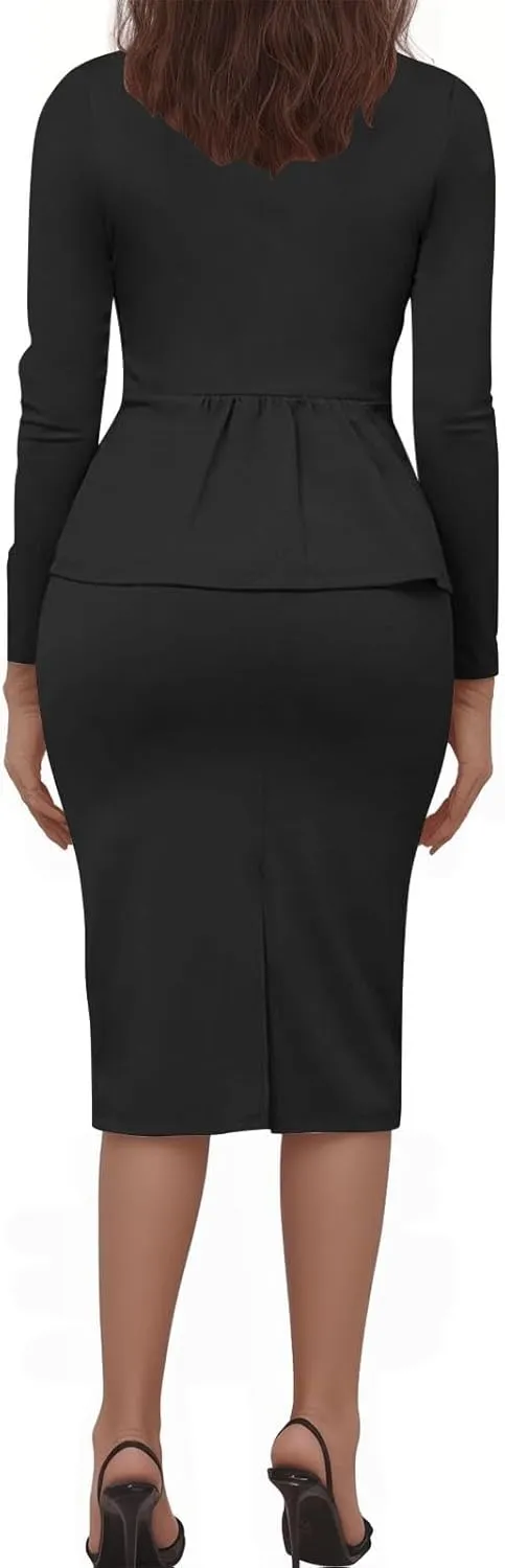 Womens Suits 2 Piece Set Business Skirt Suit Set Long Sleeve Blazer and Skirt Suit Set Casual Work Office Outfits