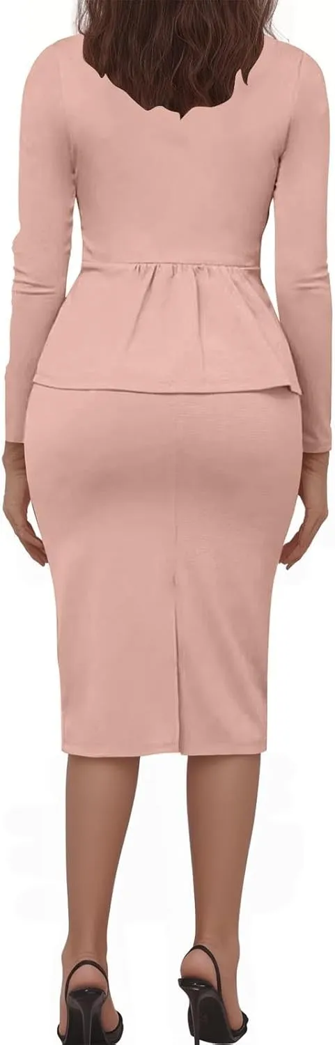 Womens Suits 2 Piece Set Business Skirt Suit Set Long Sleeve Blazer and Skirt Suit Set Casual Work Office Outfits