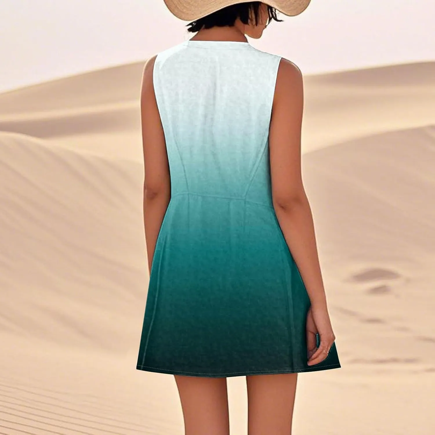 Women's Summer Dresses 2025 Vacation Cotton Round Neck Sleeveless Basic Solid Tank Midi Sundresses, S-3XL