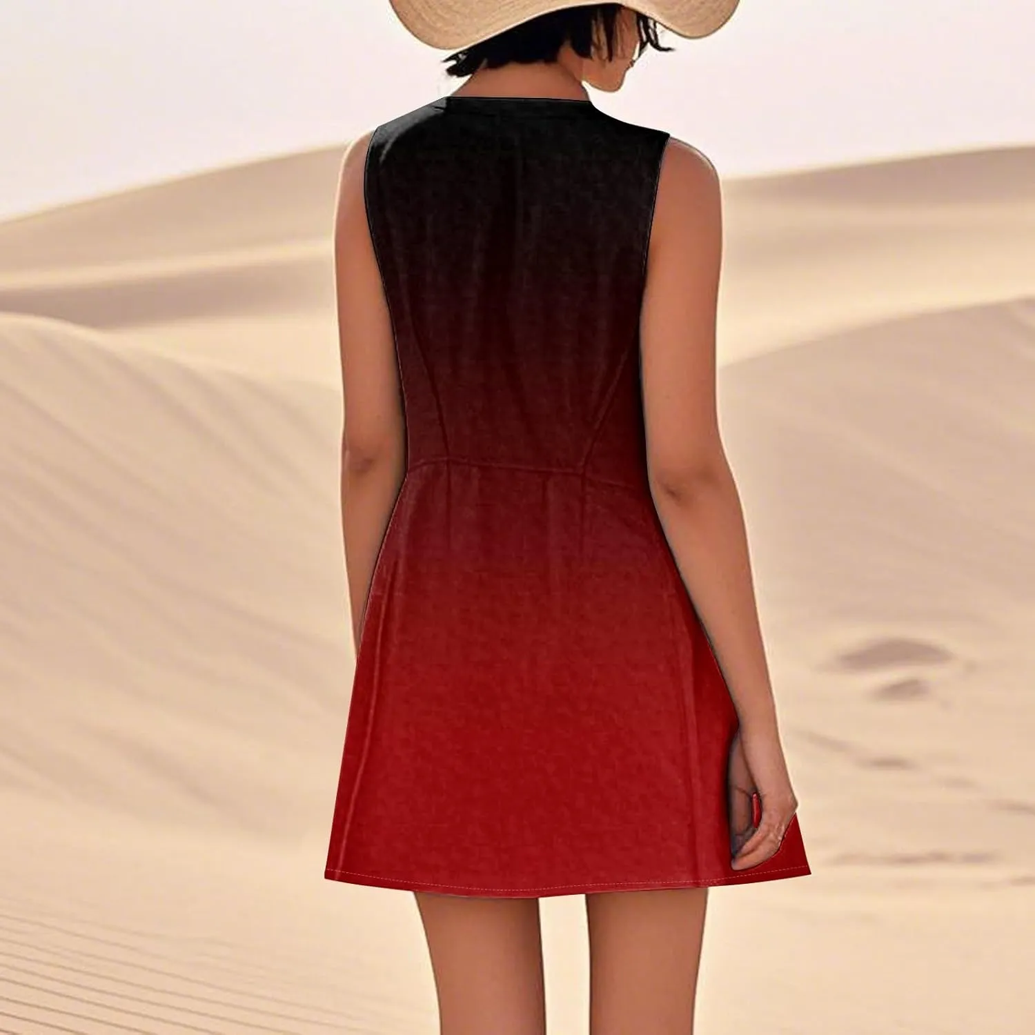 Women's Summer Dresses 2025 Vacation Cotton Round Neck Sleeveless Basic Solid Tank Midi Sundresses, S-3XL