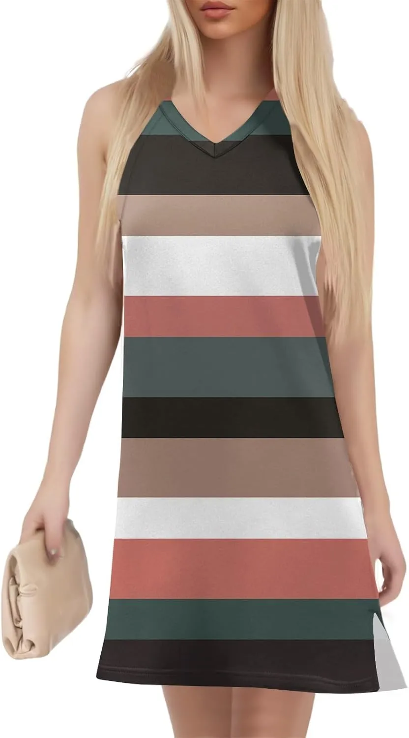 Women's Sun Dresses 2025 Vacation Polka Dot V Neck Sleeveless Tank Sundresses Beach, S-3XL