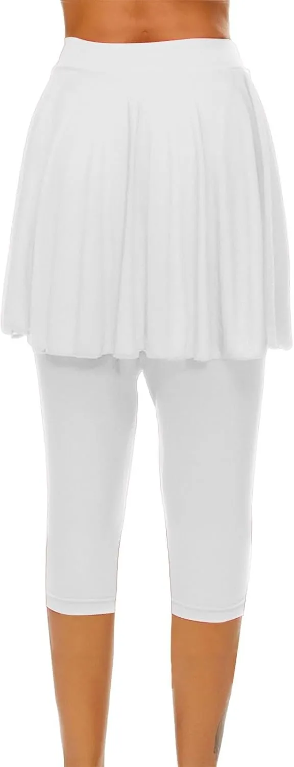 Womens Tennis Skirts with Leggings Athletic Golf Running Leggings with Skirt High Waisted Yoga Pickleball Skorts