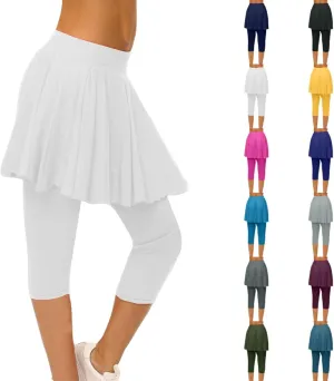 Womens Tennis Skirts with Leggings Athletic Golf Running Leggings with Skirt High Waisted Yoga Pickleball Skorts