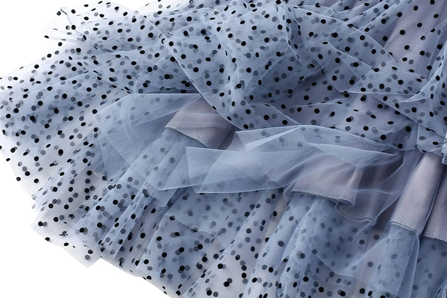 Women's Tulle A-Line Maxi Skirt, Elastic High Waist Layered Skirt Floral Print Mesh Midi Skirt