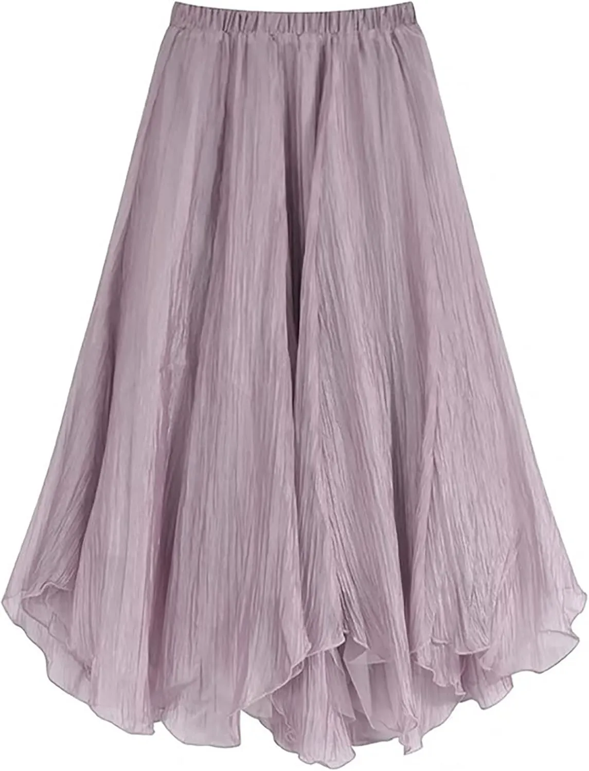 Womens Tulle Skirt Elastic High Waist Pleated A-line Fairy Skirt Layered Mesh Flowy Tutu Skirts