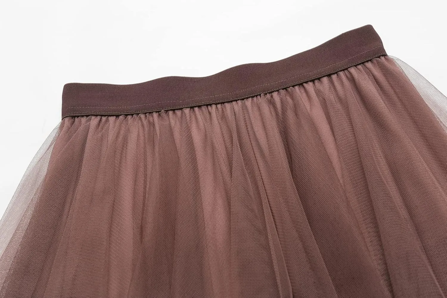 Women's Tulle Skirt Mesh Pleated Skirt Elastic High Waist Layered A-Line Swing Skirt Ladies Fashion Pleated Midi Skirt