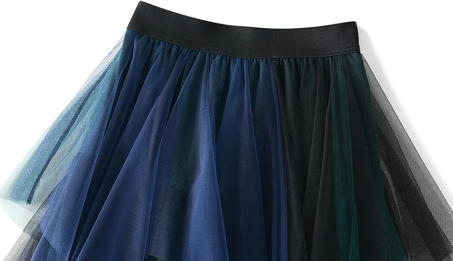 Women's Tulle Skirt Mesh Pleated Skirt Elastic High Waist Layered A-Line Swing Skirt Ladies Fashion Pleated Midi Skirt