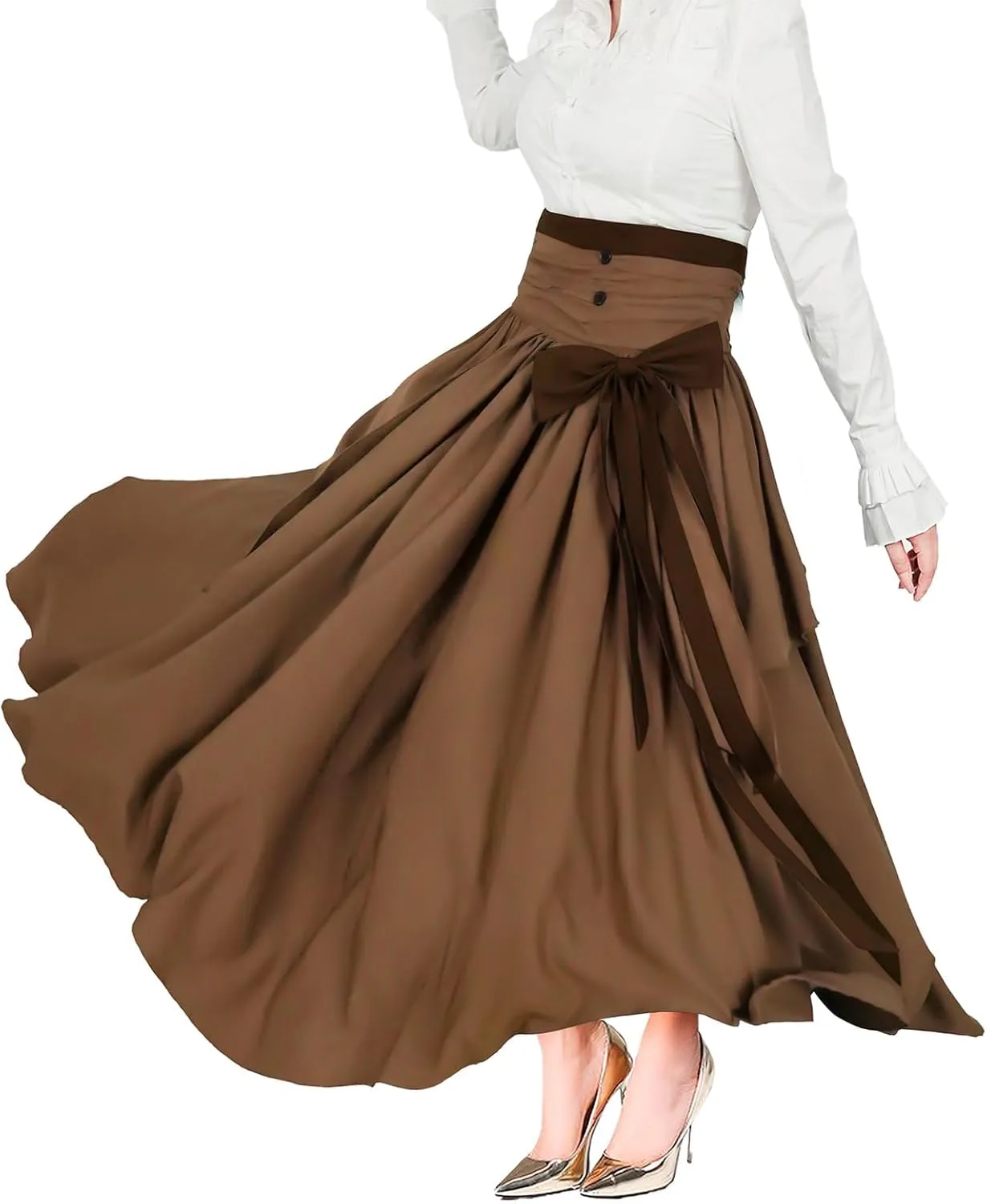 Women's Victorian Vintage Skirt Renaissance Medieval Pirate Peasant Maxi Elastic High Waist Skirts