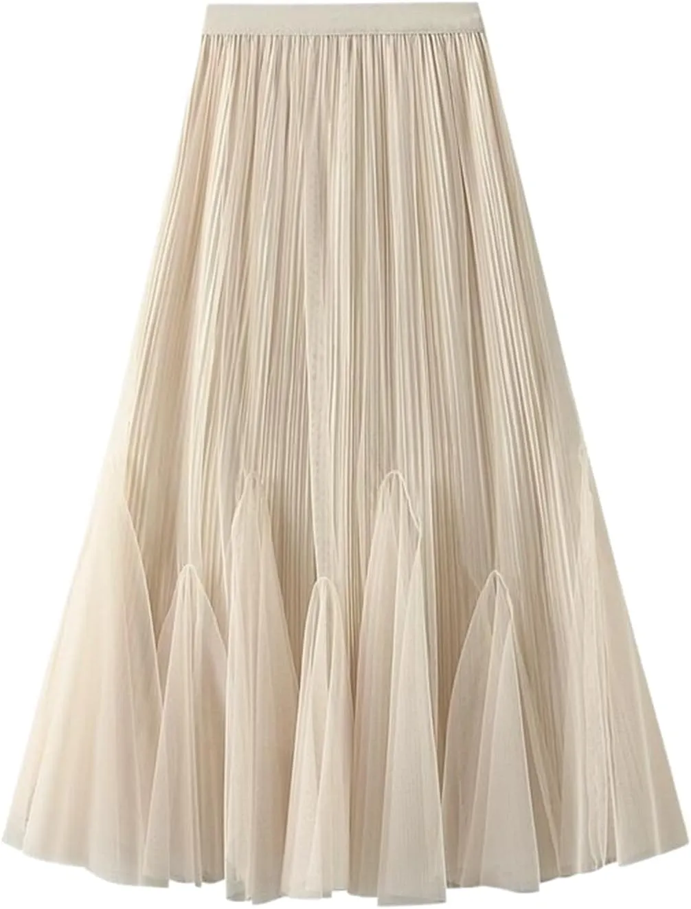 Women's Vintage Tulle A-Line Midi Skirt for Fall
