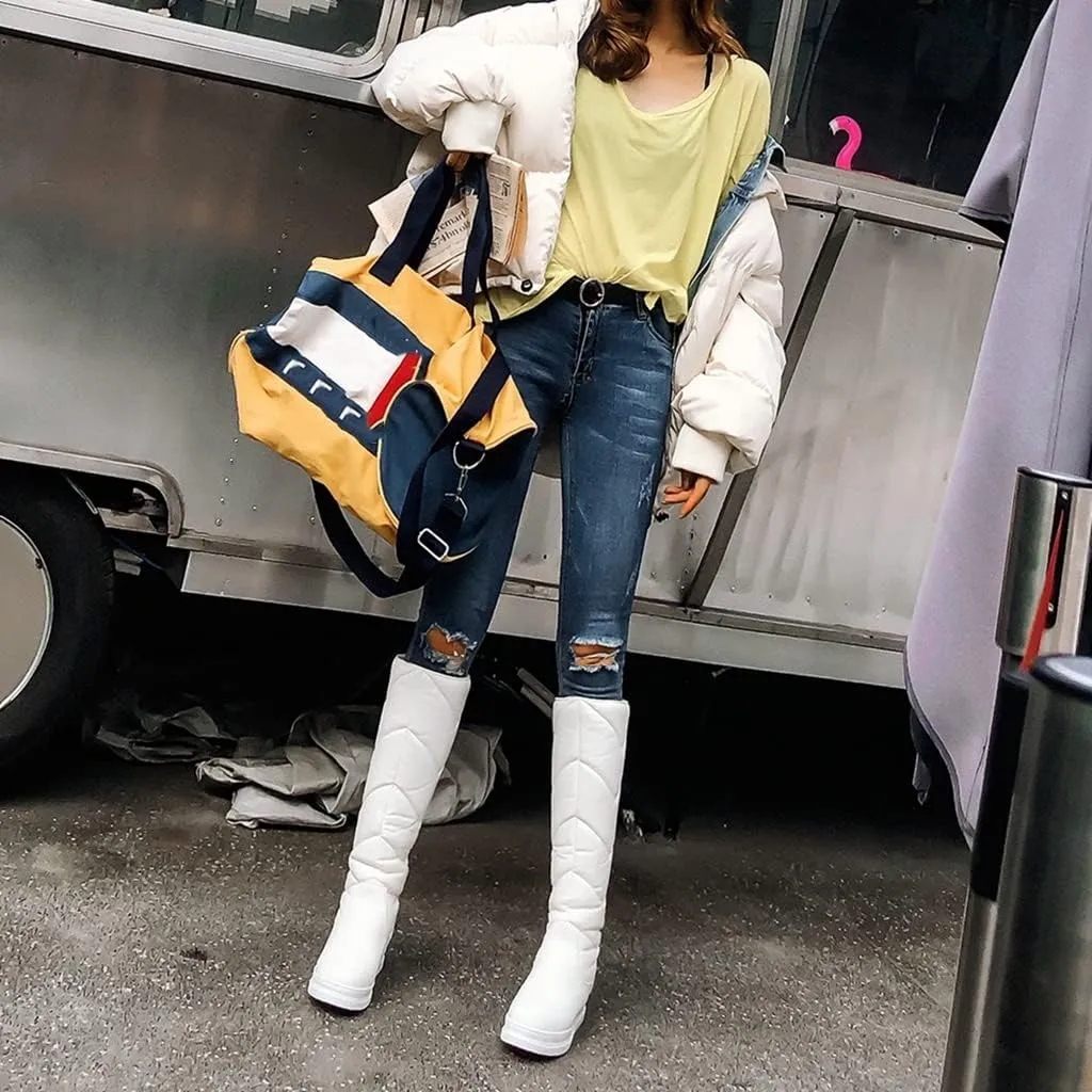 Women's Winter Knee High Tall Snow Boots Waterproof Rain Pull On Warm Fur Lined Wide Calf Snow Boot