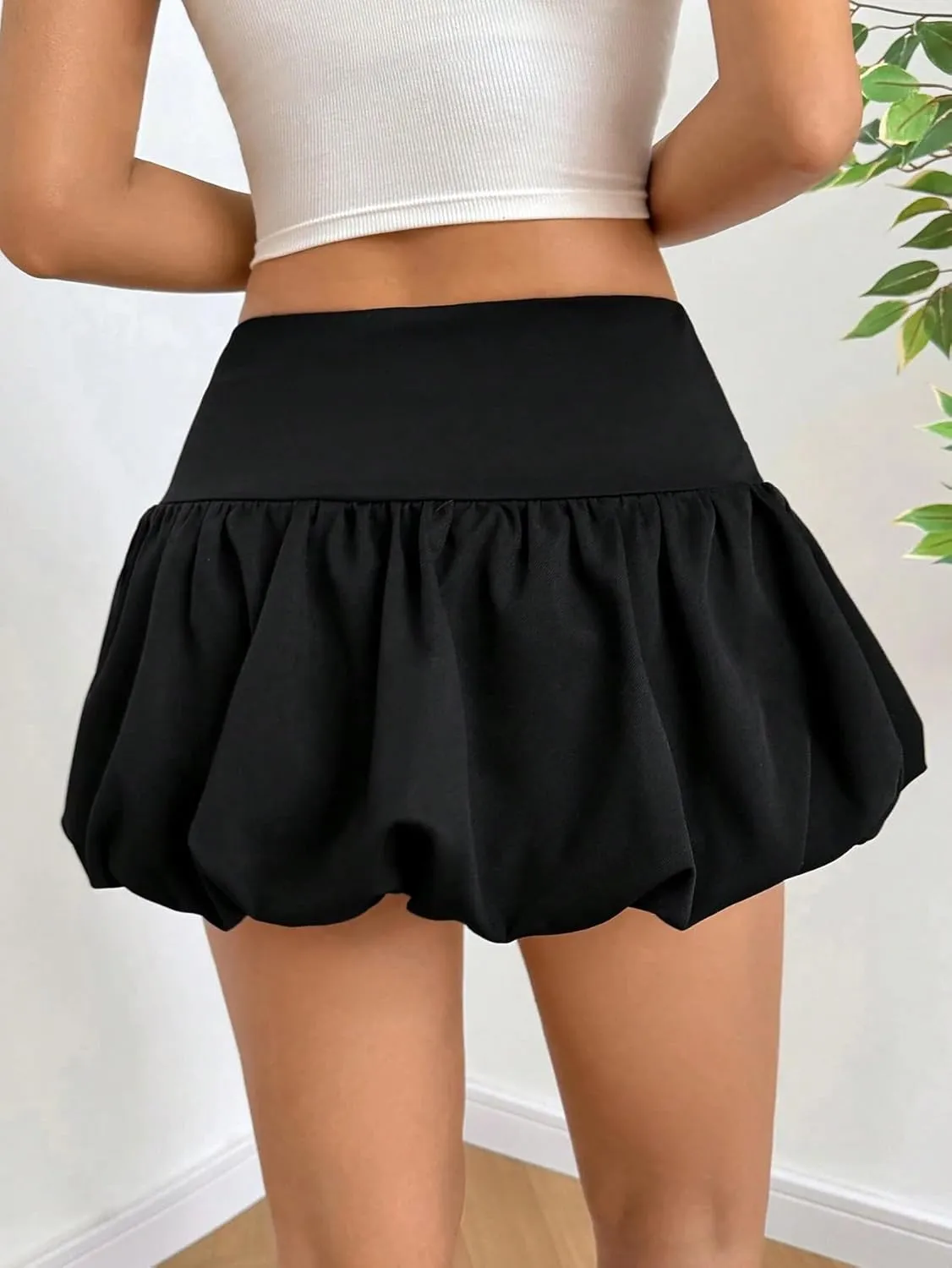 Women's Y2K Bubble Mini Skirt Low Waist Puff Skirt Summer Streetwear Skort with Short Underneath