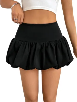 Women's Y2K Bubble Mini Skirt Low Waist Puff Skirt Summer Streetwear Skort with Short Underneath