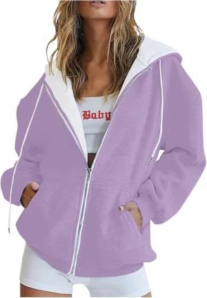 Womens Zip Up Hoodie Warm Coats For Women Plus Size Winter Jackets For Women Fall Clothes For Women 2023