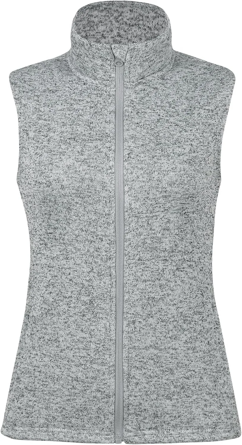Womens Zip Up Sweater Fleece Vest Athletic Sweater Knitted Vests Thermal Sleeveless Jacket with Zipper Pockets