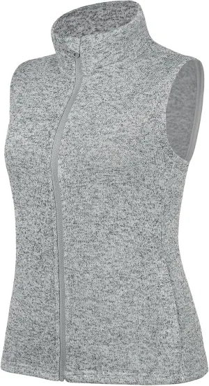 Womens Zip Up Sweater Fleece Vest Athletic Sweater Knitted Vests Thermal Sleeveless Jacket with Zipper Pockets