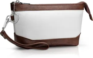 Wristlet Handbag Vegan Leather for Women with Detachable Wristlet and Keychain, Zipper Closure