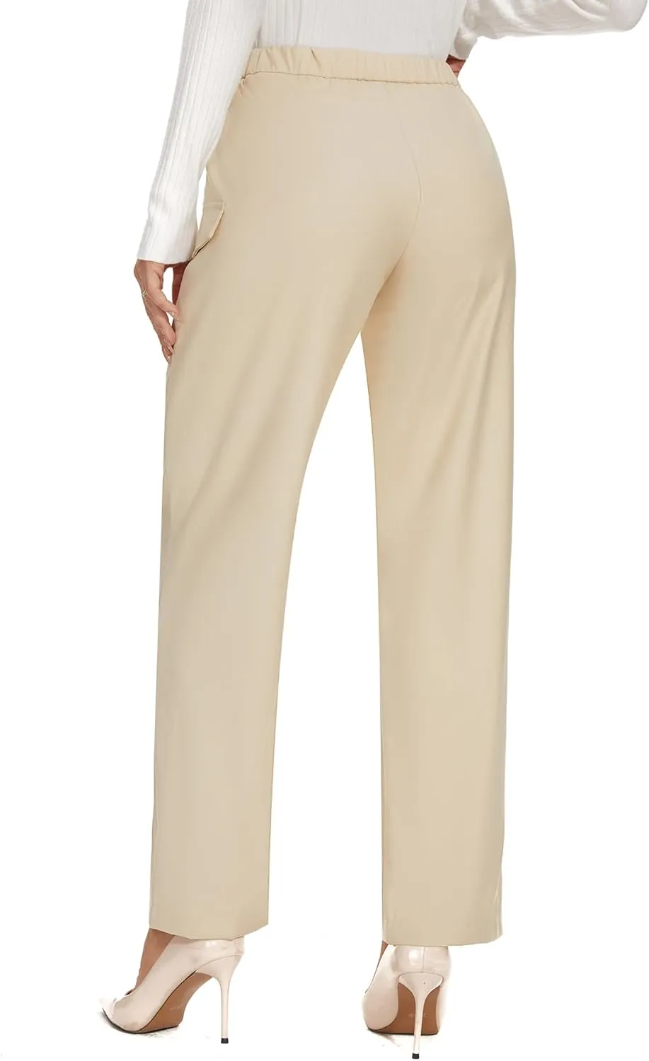 WROLEM Work Pants for Women Business Casual Office Dress Pants Trousers with Pockets Zipper