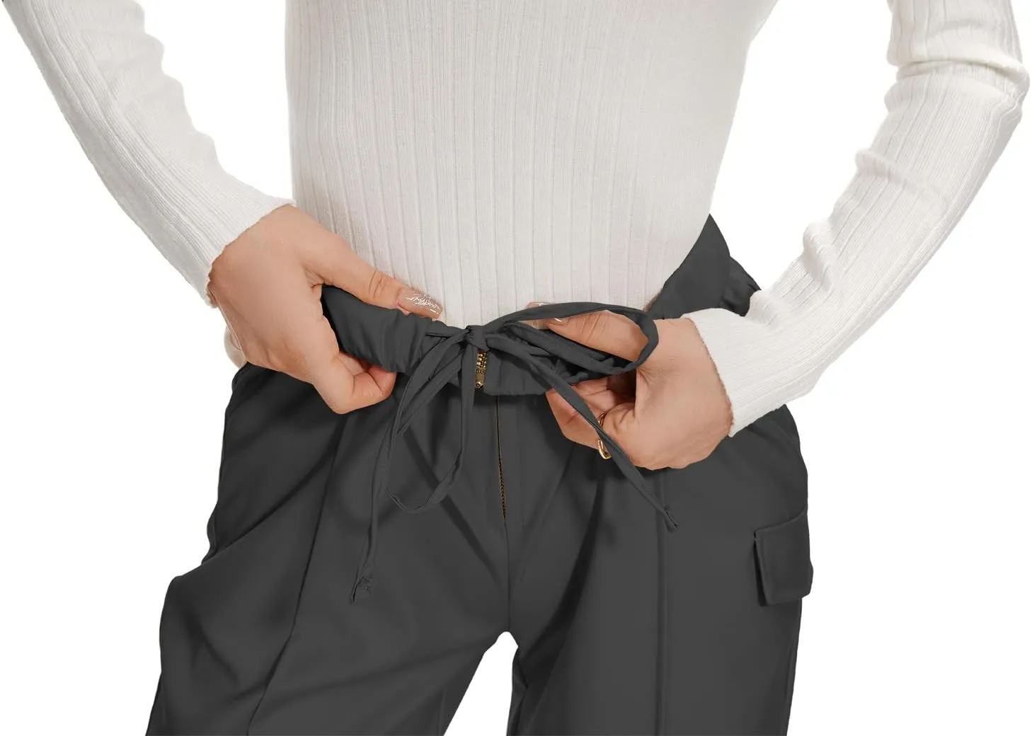 WROLEM Work Pants for Women Business Casual Office Dress Pants Trousers with Pockets Zipper