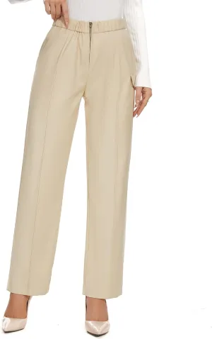 WROLEM Work Pants for Women Business Casual Office Dress Pants Trousers with Pockets Zipper