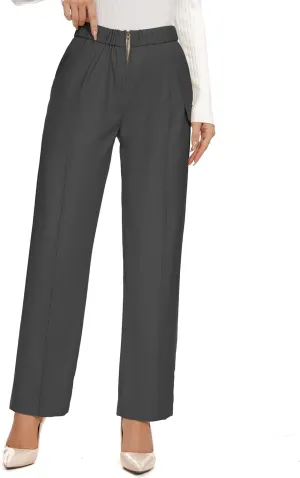 WROLEM Work Pants for Women Business Casual Office Dress Pants Trousers with Pockets Zipper