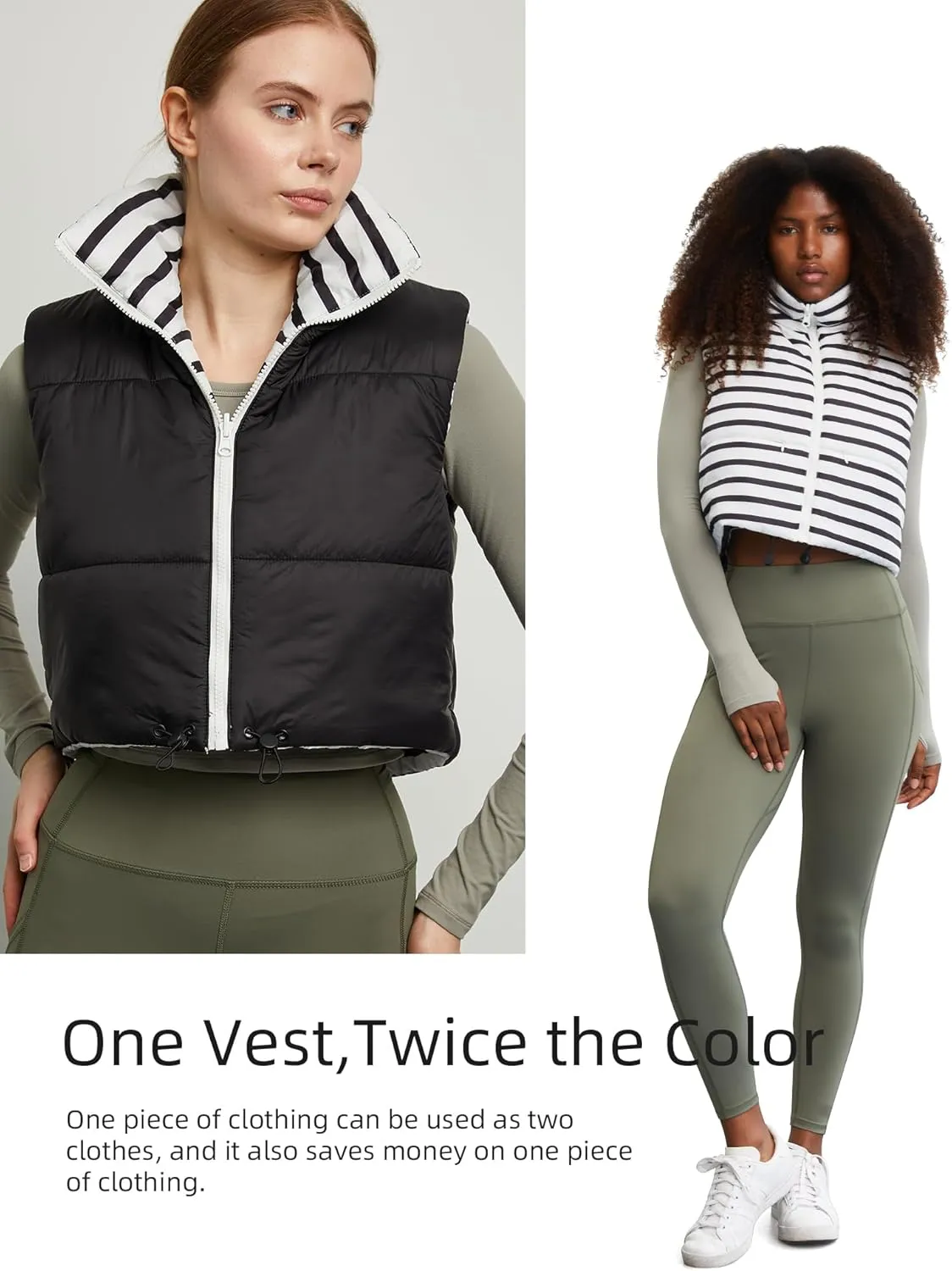 Xeoxarel Women's Crop Puffer Vest with Pockets (XS-XXL)