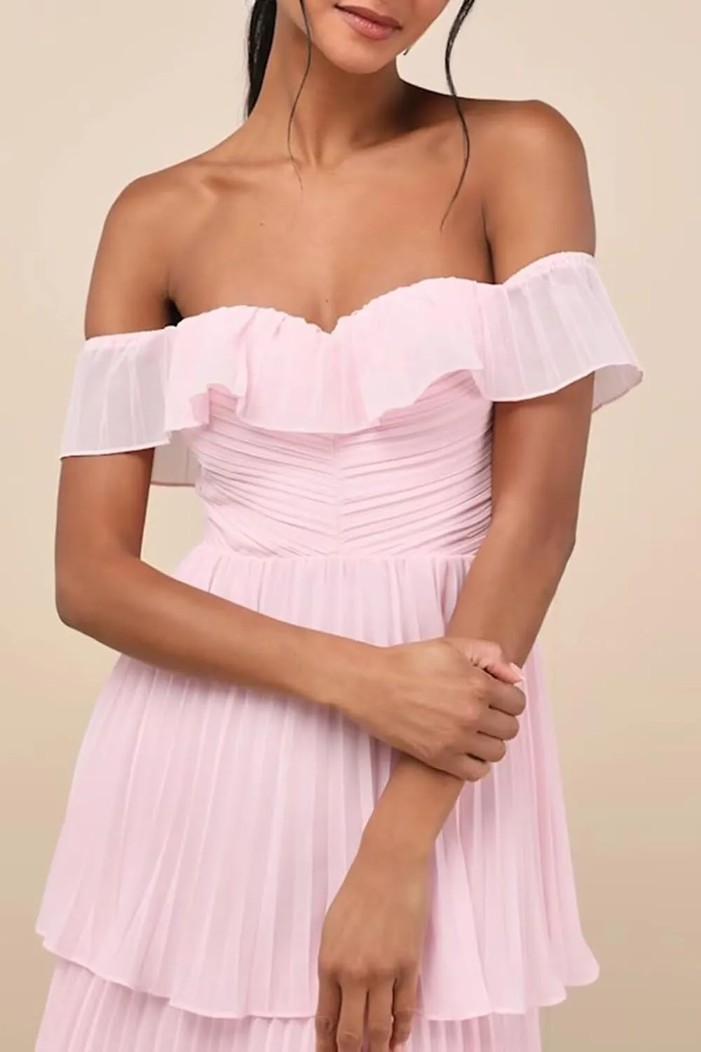 Xyiveaf Tiered Ruffle Prom Dress for Women Backless Chiffon Evening Dresses Off The Shoulder Formal Evening Gowns