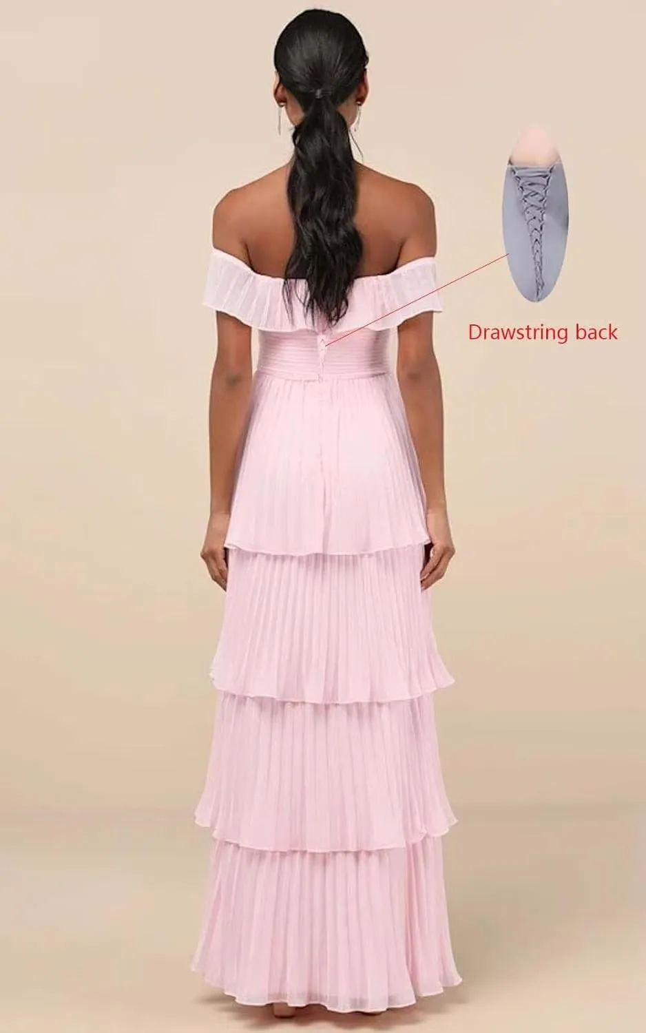 Xyiveaf Tiered Ruffle Prom Dress for Women Backless Chiffon Evening Dresses Off The Shoulder Formal Evening Gowns