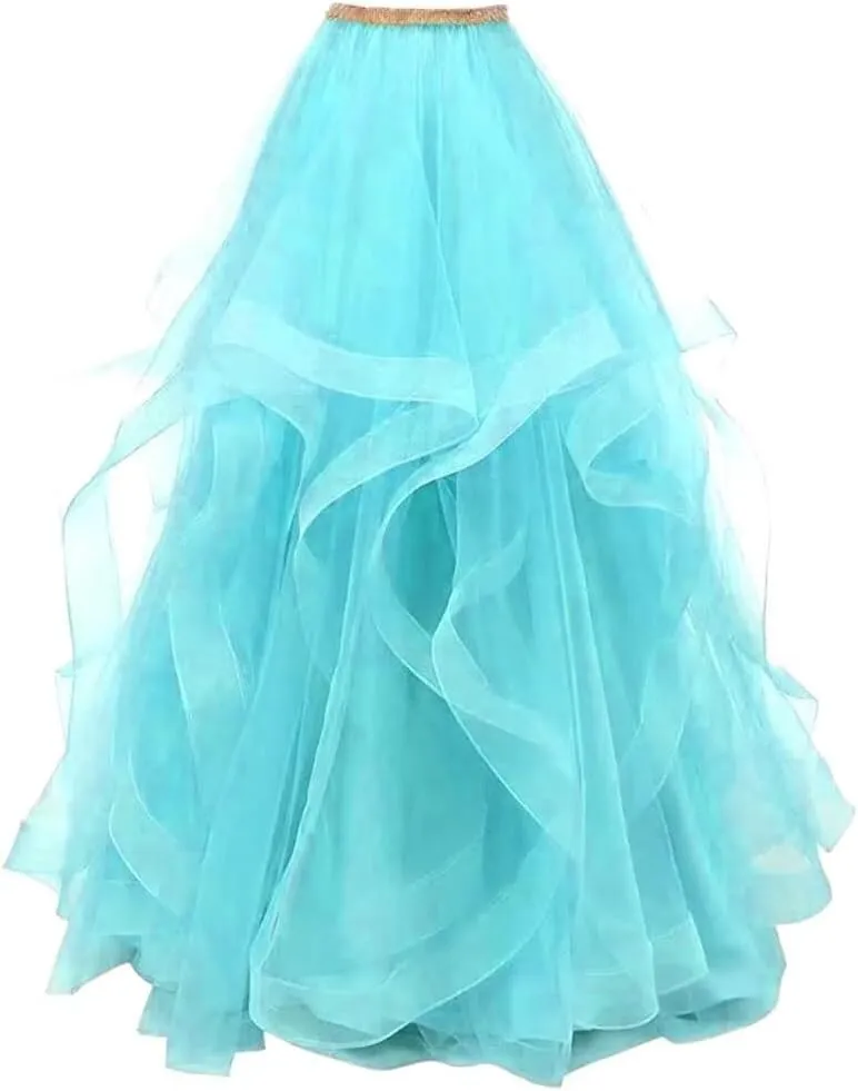 YJNXHN Women's Long Maxi High Waist Layered Tulle Skirts for Prom Party Night Out Floor Length