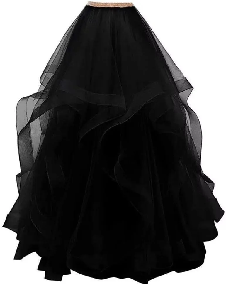 YJNXHN Women's Long Maxi High Waist Layered Tulle Skirts for Prom Party Night Out Floor Length