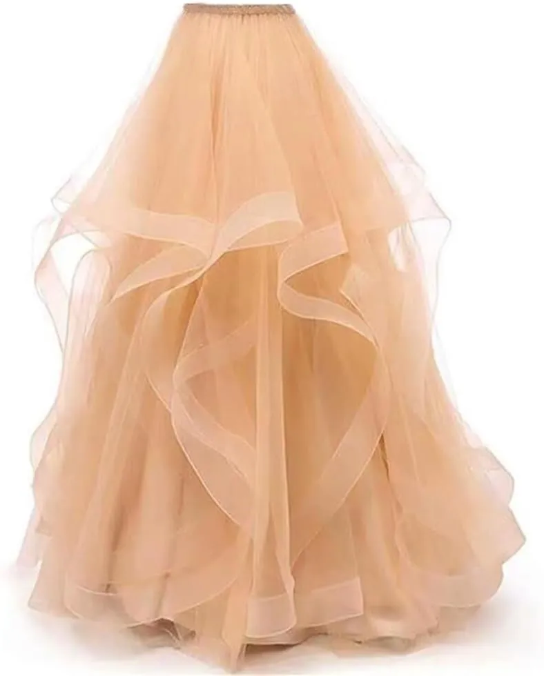 YJNXHN Women's Long Maxi High Waist Layered Tulle Skirts for Prom Party Night Out Floor Length