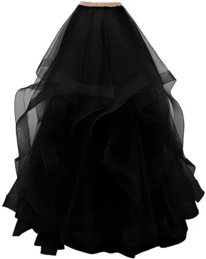 YJNXHN Women's Long Maxi High Waist Layered Tulle Skirts for Prom Party Night Out Floor Length