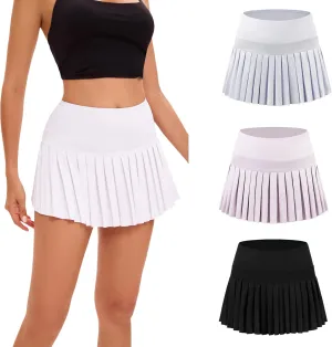 Yknktstc 3 Pack Tennis Skirt for Women with Pockets High Waist Athletic Shorts Pleated Sports Golf Skort