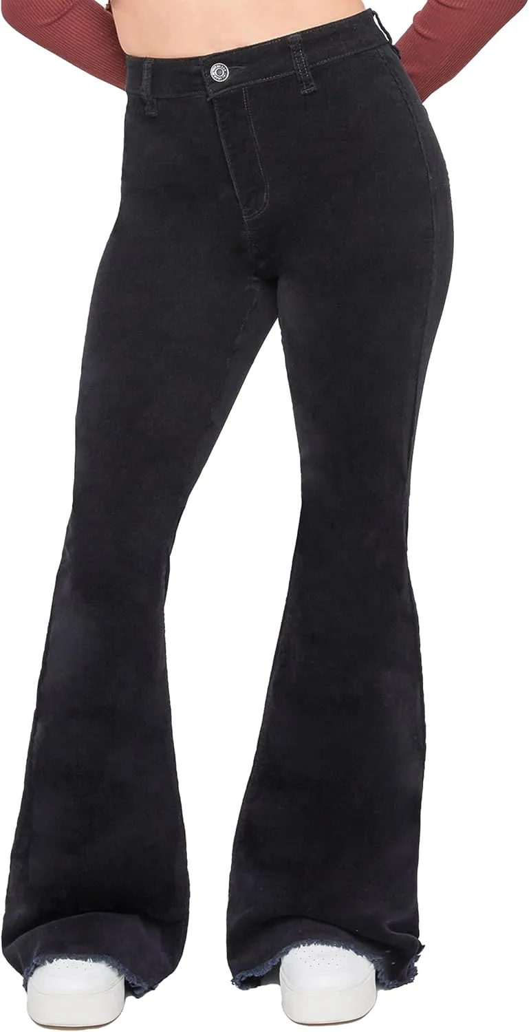 YMI Women's Chloe 1 Button Tube Corduroy Flare Jeans