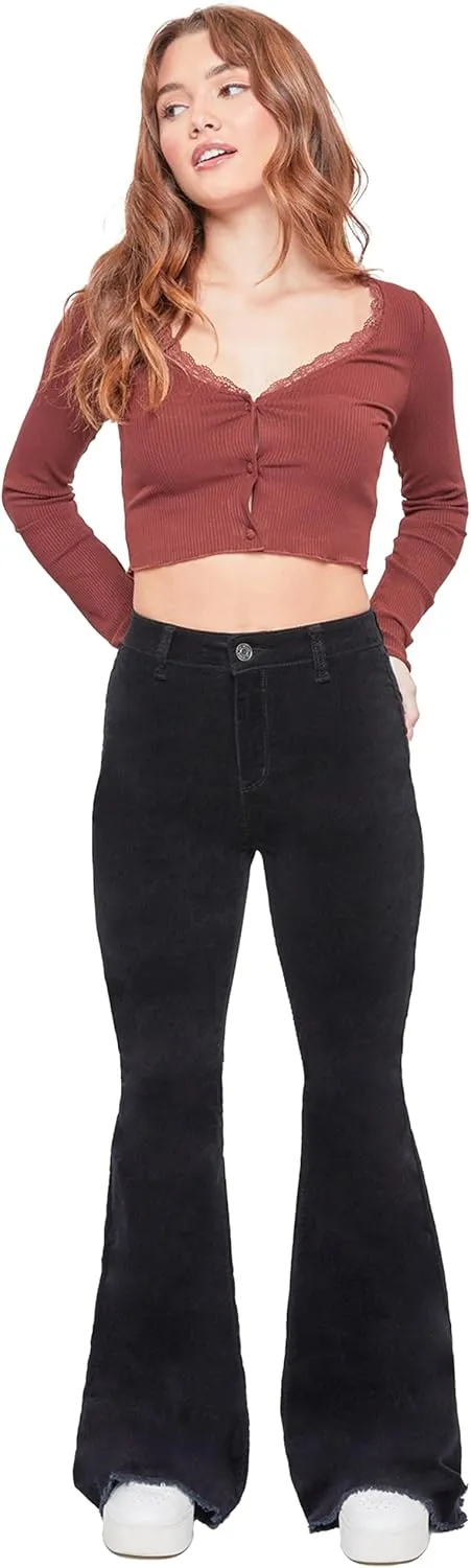 YMI Women's Chloe 1 Button Tube Corduroy Flare Jeans