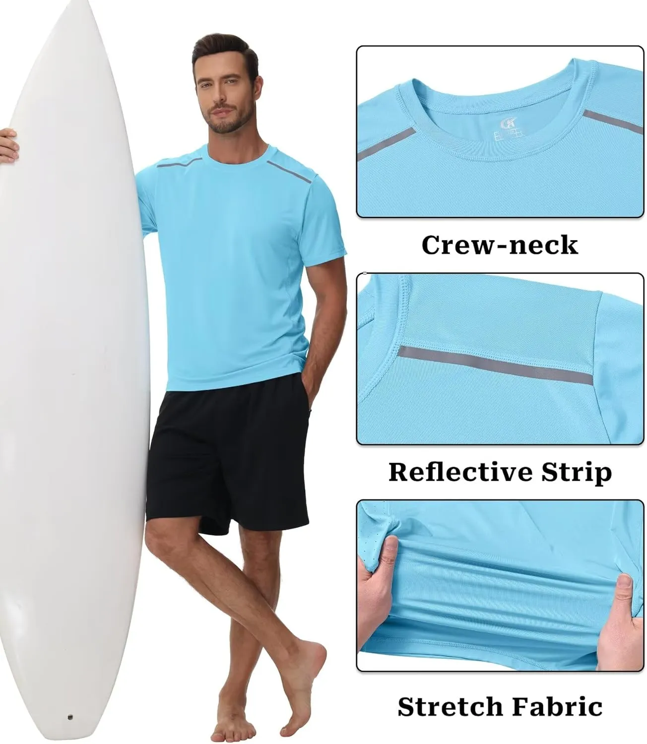 Yundobop Men's Athletic Workout T-Shirt Breathable Short Sleeve UPF 50  Running Tee