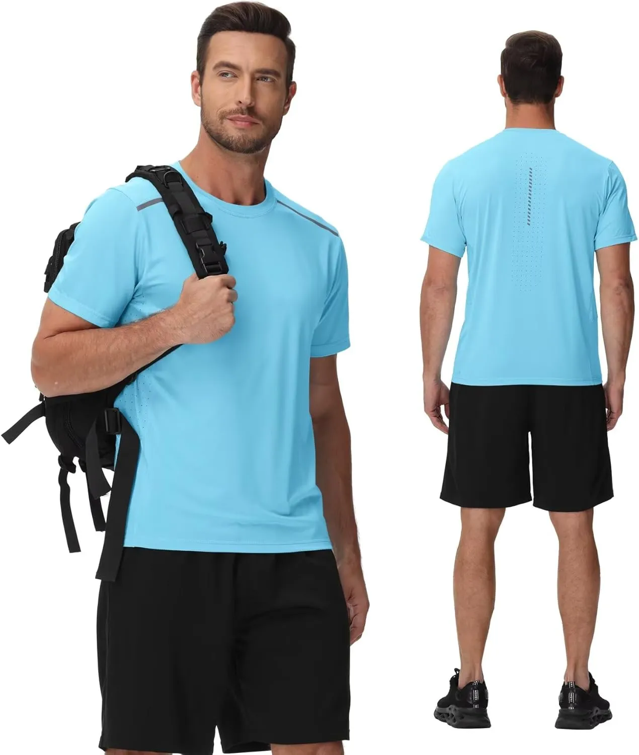 Yundobop Men's Athletic Workout T-Shirt Breathable Short Sleeve UPF 50  Running Tee