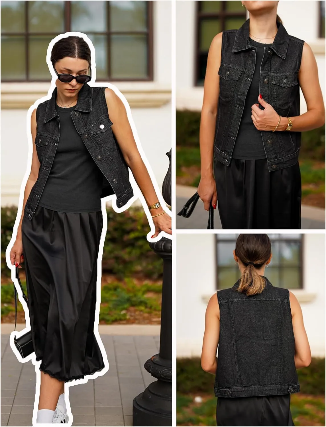 Zeagoo Women's Denim Vest Jean Vest Casual Sleeveless Jacket With Flap Pockets