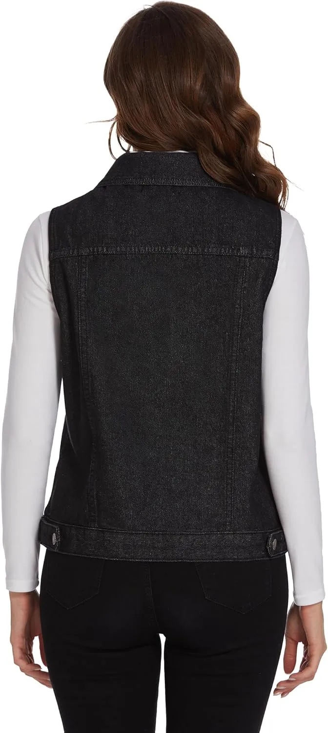Zeagoo Women's Denim Vest Jean Vest Casual Sleeveless Jacket With Flap Pockets