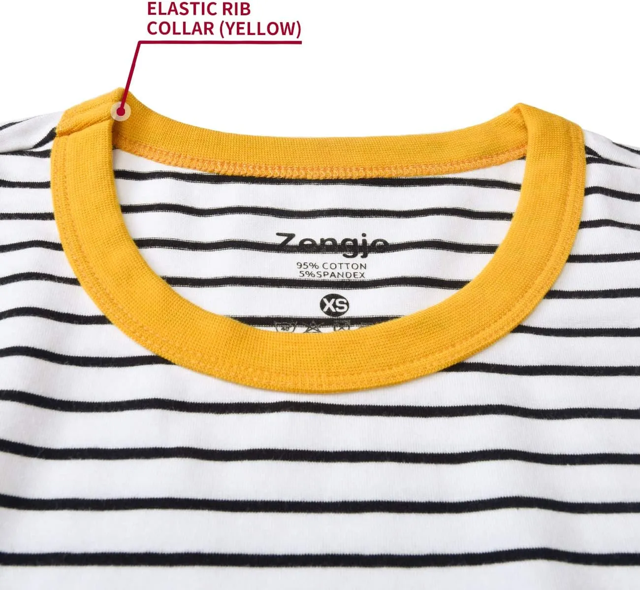 Zengjo Mens Striped T Shirt Short/Long Sleeve Crewneck Tee